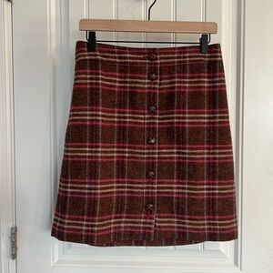 TALBOTS, WOMEN'S 10 PLAID PENCIL SHORT SKIRT, BUTTON FRONT, WOOL BLEND Size 4